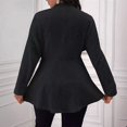 thumbnail image 2 of Women'S Plus Size Textured Button Down V Neck Ruffle Hem Jacket Black S, 2 of 4