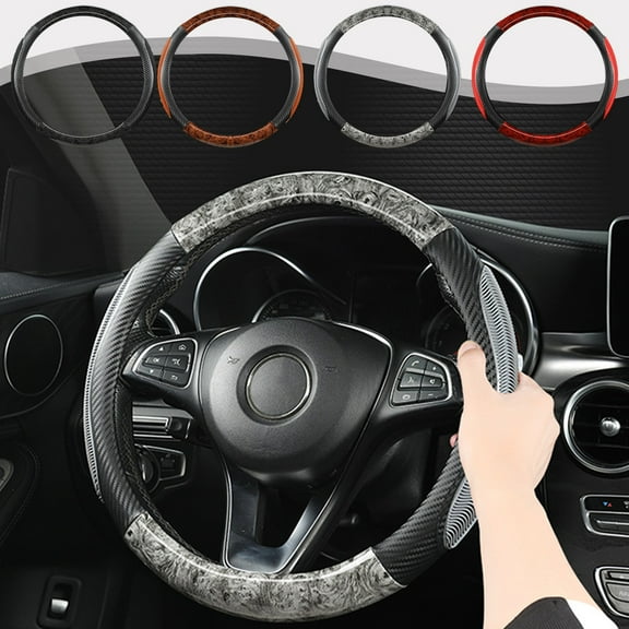 Wood Grain Steering Wheel Cover, Silicone Leather Grip, Non-slip Handle, 38cm Universal Fit for Cars,Vsgery