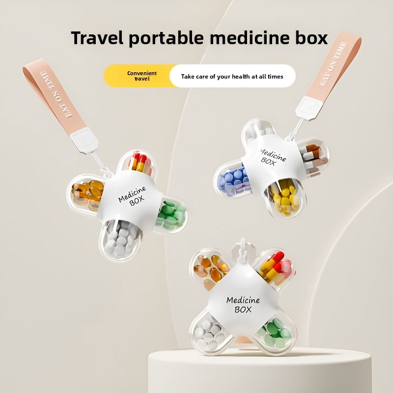 Portable Pill Organizer & Splitter, Daily AM/PM Medicine Dispenser with Cutter, Travel-Friendly Vitamin Storage Box for Pocket or Purse