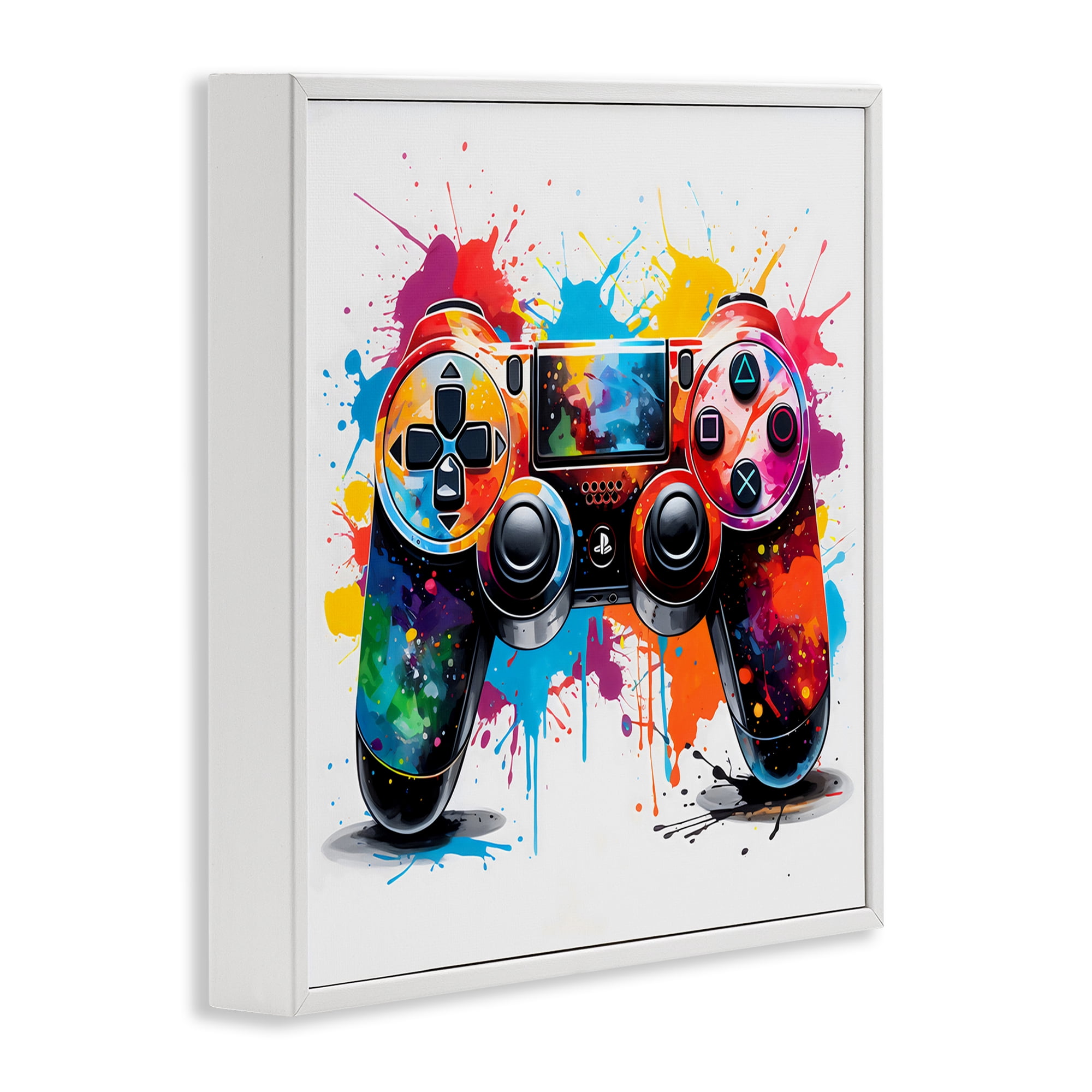 Stupell Industries Playful Bright Game Controller White Framed Giclee Art, design by Creative Studio