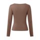 thumbnail image 5 of Tops ajustados para mujer: top corto de manga larga y cuello redondo, básico, ajustado, mezcla de poliéster, para entrenamiento/yoga/informal, tallas S-XL, 5 of 5