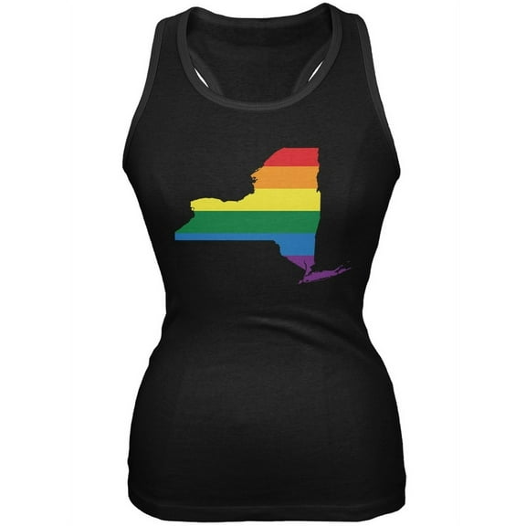New York LGBT Lesbian Pride Rainbow Black Juniors Soft Tank Top - X-Large