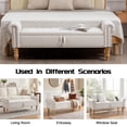 thumbnail image 5 of 60''W Storage Ottoman Bench with Arms, Linen Large Storage Bench for King Bed, Upholstered End of Bed Bench, for Bedroom, Entryway, Living Room, Beige, 5 of 9