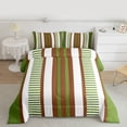 thumbnail image 2 of Homewish Lines Stripes Artwork Queen Comforter Set,Geometric Stripes Bedding Sets,Green Beige Brown Bedding Comforter Set For Adult,Luxury Bedroom Decor Reversible,3 Pieces, 2 of 8