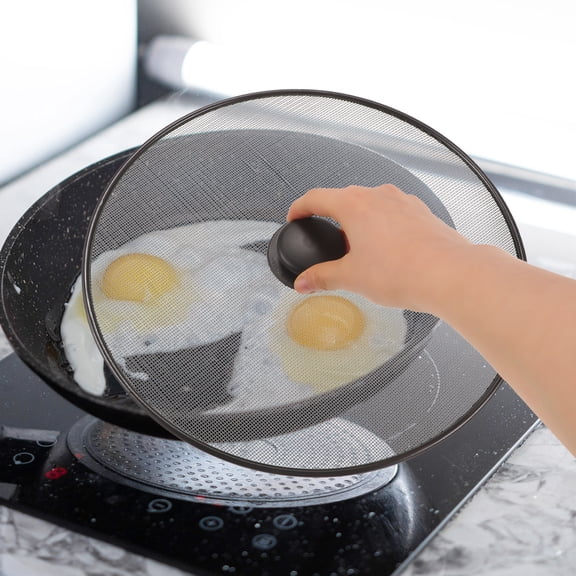 Pungan grease screen Stainless Steels Frying Pan Splatter Guard Kitchen Grease Splatter Screen Oil Splatter Guard,12.8" 2.8" .57"