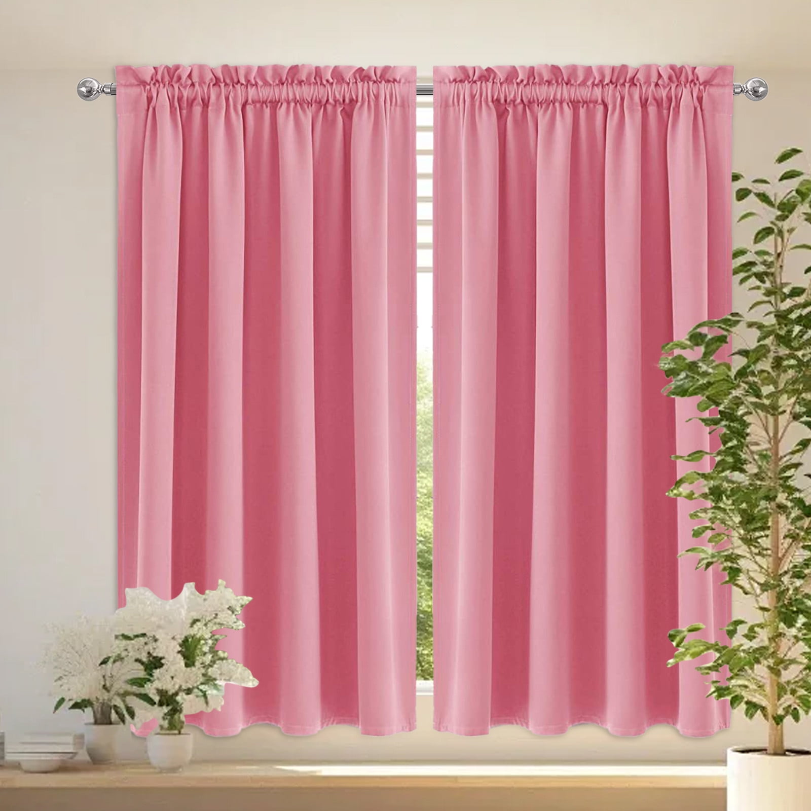 Blackout Curtains, Thermal Insulated, for Bedroom and Living Room Curtains, Rod Pocket Curtain Panels, 41.7x54 Inch, 1Pcs