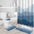 thumbnail image 2 of Juego de 4 cortinas de ducha con diseño geométrico abstracto en forma de triángulo con alfombrillas antideslizantes, tapa de inodoro y alfombrilla de baño, cortina de ducha con degradado azul y 15, 2 of 7