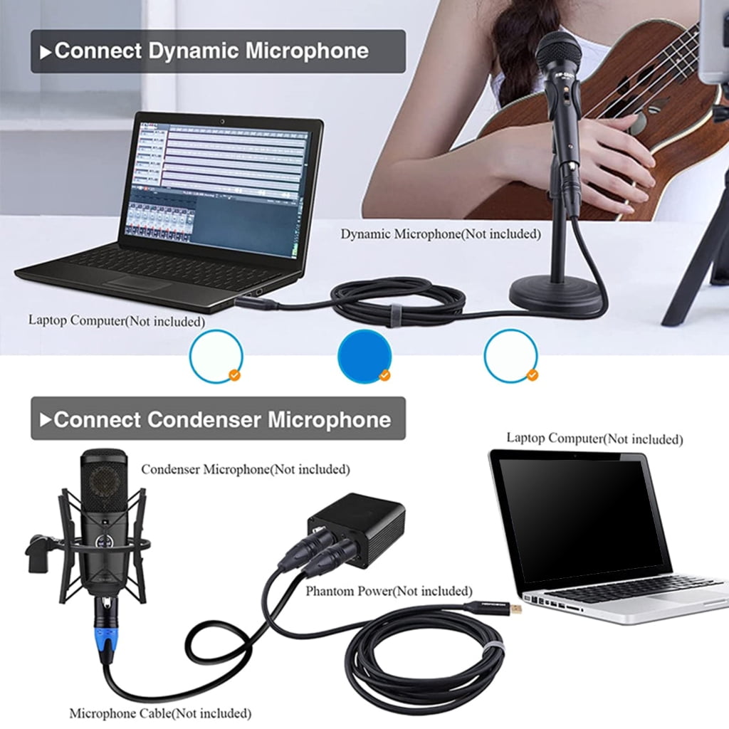Flexible USB Microphone Cable For Dynamic Mics Instrument And PC Recordings