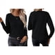 thumbnail image 2 of Suéteres de Cuello Redondo, Larga, Ligeros, Holgados y de Punto para Mujer, Estilo Informal, A , para Otoño Negro M, 2 of 7