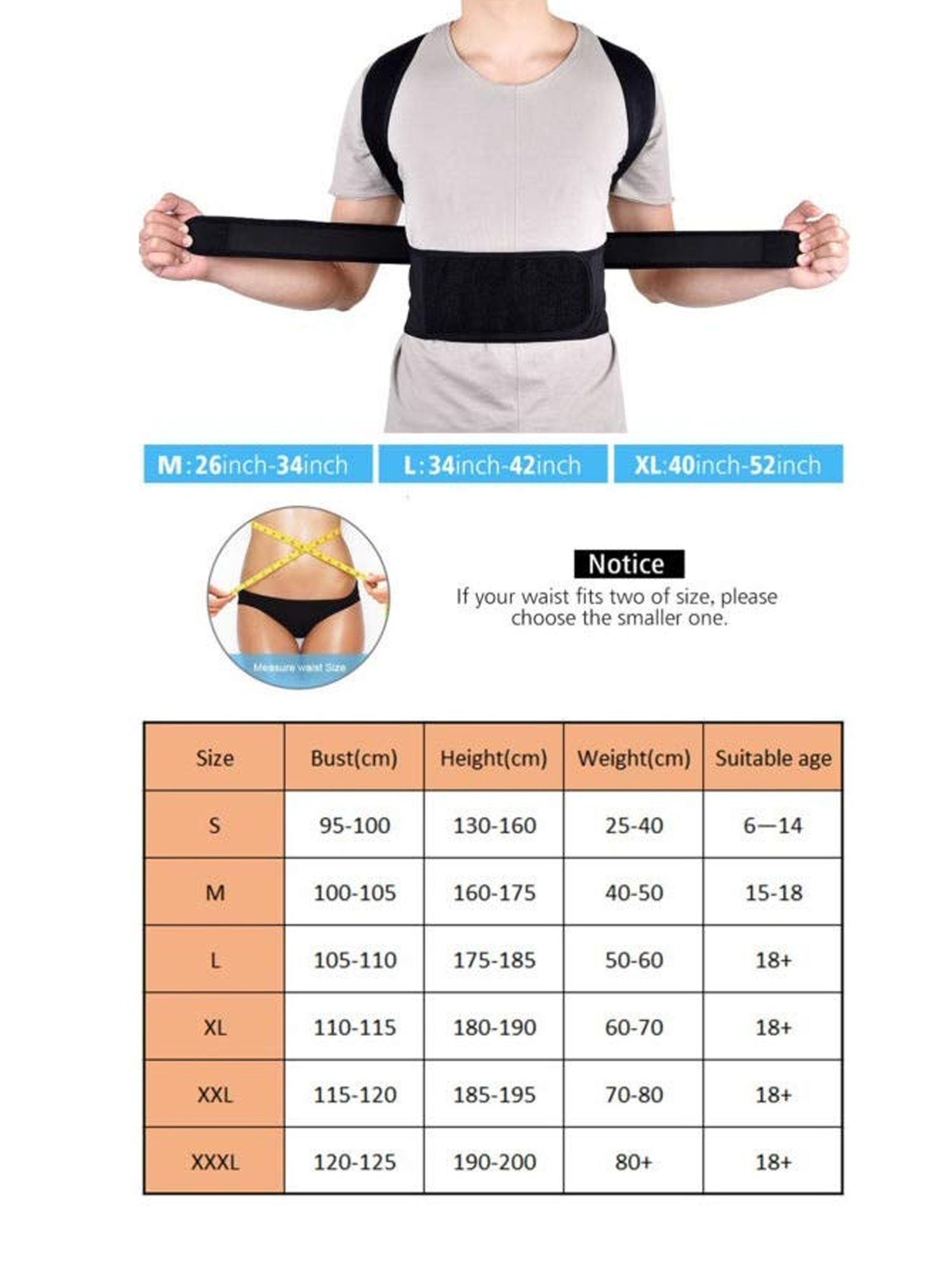 Meihuida Adjustable Posture Corrector Back Support Shoulder Lumbar ...