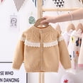thumbnail image 2 of Baby Girl Long Sleeve Tops Toddler Kids Baby Girl Solid Sweater Knit Crochet Clothes Cardigan Outfits Toddler Baby Pullover Fleece Sweatshirt Khaki 80, 2 of 9