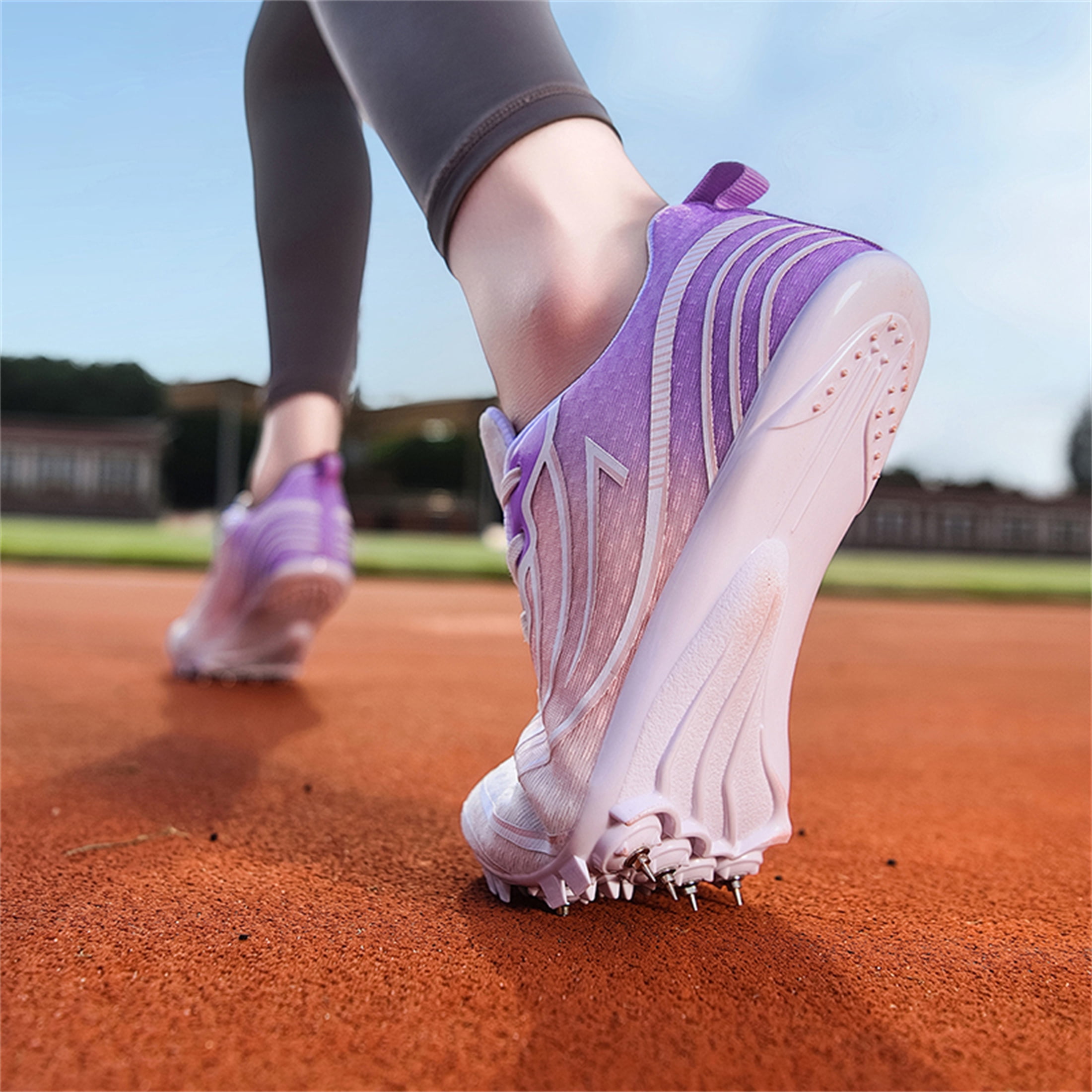 YOURDIARY Men Women Unisex Professional Track Spike Running Shoes, Breathable High Traction Athletic Sprint Cleats for Track Field Sports Training & Competitions