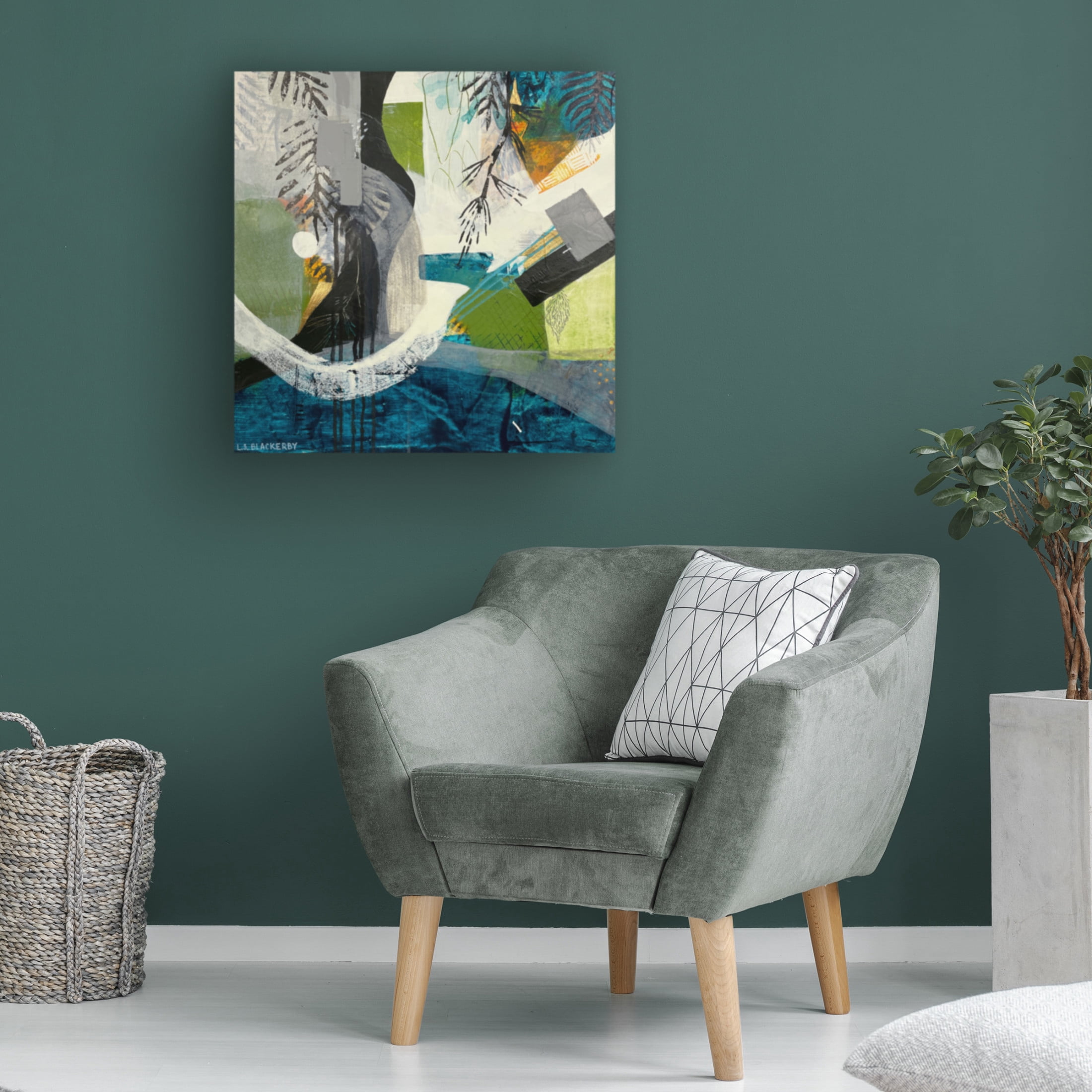 Canvas Wall Art - Linda S. Blackerby 'Woodlands Mountain Lake 2' Wall Art for Living Room, Bedroom, or Office Décor by Trademark Fine Art - 14 x 14 Inches