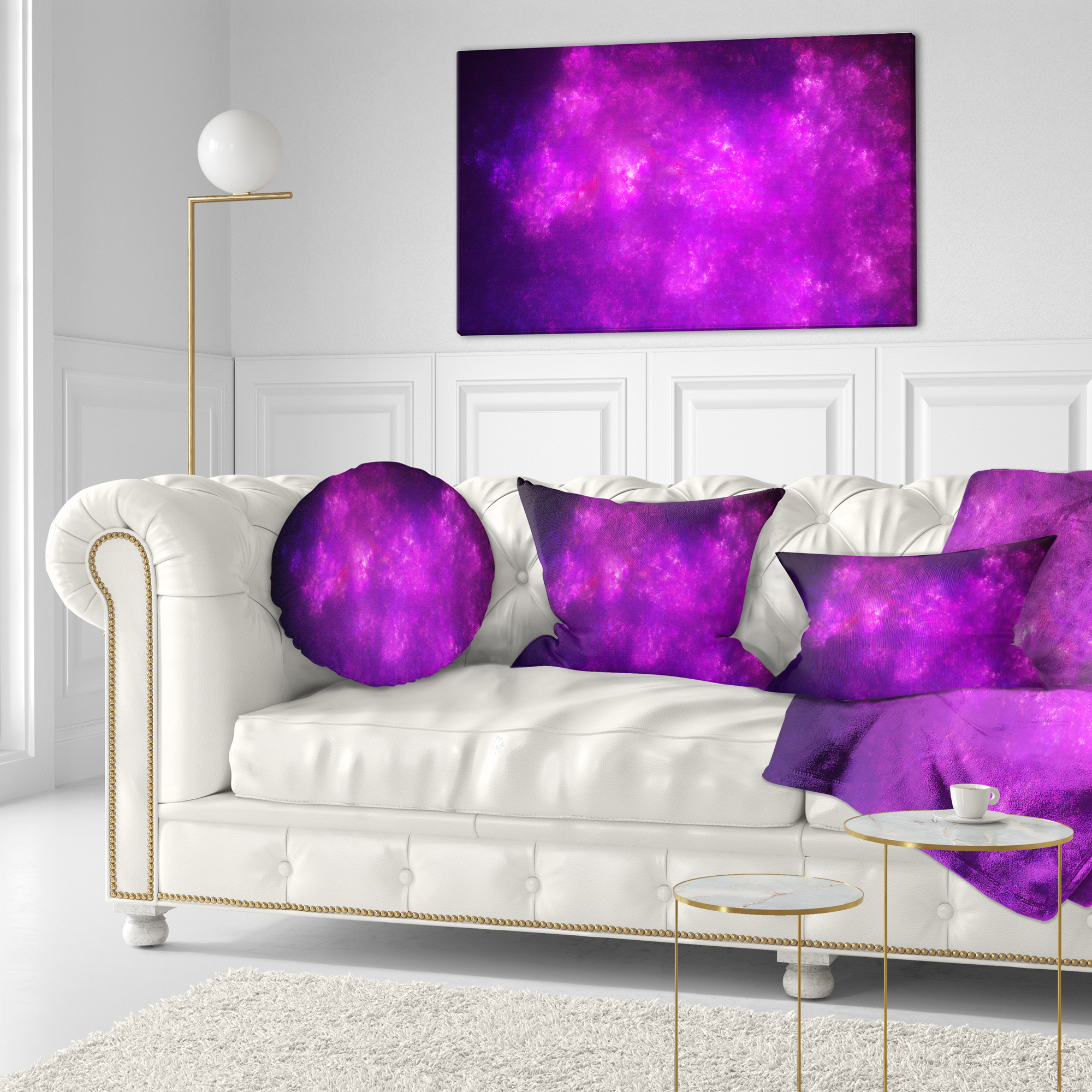 Designart Purple Starry Fractal Sky - Abstract Throw Pillow - 12x20