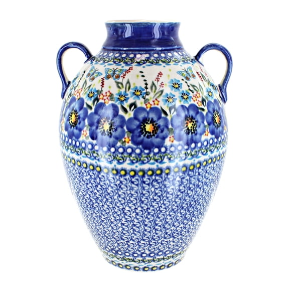Blue Rose Polish Pottery Indoor Tabletop Garden of Blue Large Jug Vase