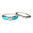 thumbnail image 2 of Turquoise 2 Piece Ring  Ocean Blue Enamel Wave Ring  Set Of 2 Stackable Rings Inspirational Turquoise Ocean  Ring Jewelry For Women Girls, 2 of 9