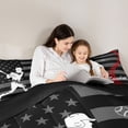 thumbnail image 4 of Homewish Cartoon Baseball Print Bedding Comforter Set 7pcs for Kids, Ball Sports Athlete Queen Bedding Sets, Vintage US Flag Reversible Queen Sheet Sets, Lightweight Room Decor, 4 of 7