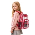 thumbnail image 4 of UJNDER Lightweight Transparent Kids Backpack with Clear Design Easy Item Visibility Daypack for School and Daily Use Kids School Backpack,01_Red,Mid, 4 of 4
