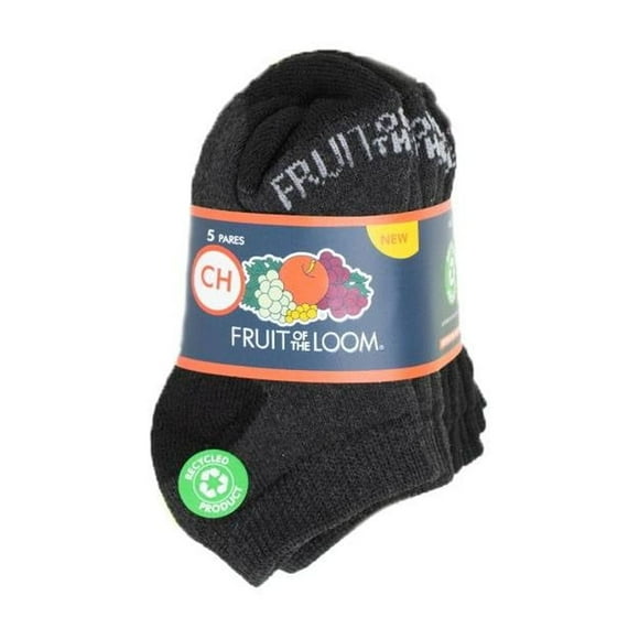 Tin Fruit Of The Loom para Niño, Afelpado Bajo Negro y Gris 5 Pares Talla CH