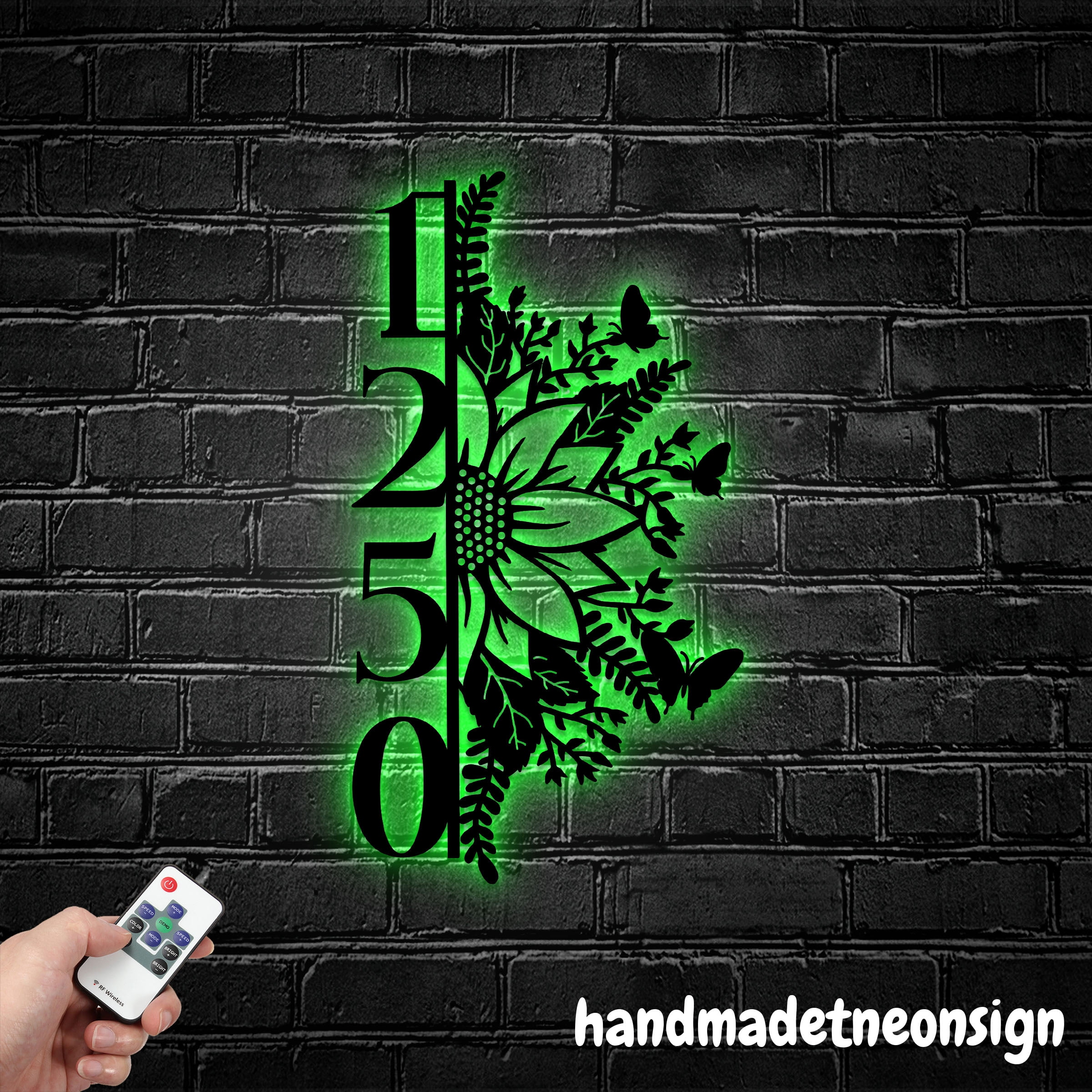Handmadetneonsign Sunflower House Number, Flower Home Address Metal, Custom House Address Sign 70198