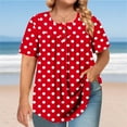 thumbnail image 2 of Liquidation de Hauts pour Femmes Grande Taille, Blouse d'Été à Manches Courtes pour Femmes, T-shirt Plissé à Boutons à Col Rond à Manches Courtes pour Femmes Grande Taille, 2 of 5