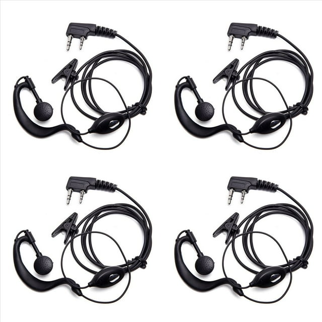 4X Auriculares Walkie Talkie de 2 Pines con Conector K, Auricular de Radioaficionado Bidireccional con Cable para Auriculares -888S UV5R Walkie Talkie 992