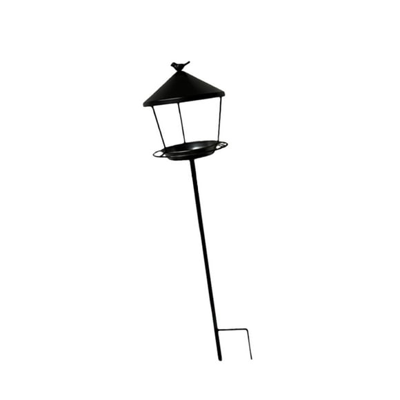 Terraxo Mangeoire pour Oiseaux sur Pied Plateau en Fer Plateforme avec Piquet Station d'Alimentation pour Oiseaux Bain d'Oiseaux Décoratif pour l'Extérieur Convient à Cour Arrière Jardin Pelouse Cour Arrière Noir