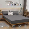 thumbnail image 3 of 2025 Fitted Bed Sheet With Elastic Band Solid Color Mattress Covers Protector For Single Double King Bed Cotton 120/150/180x200cm, 3 of 5