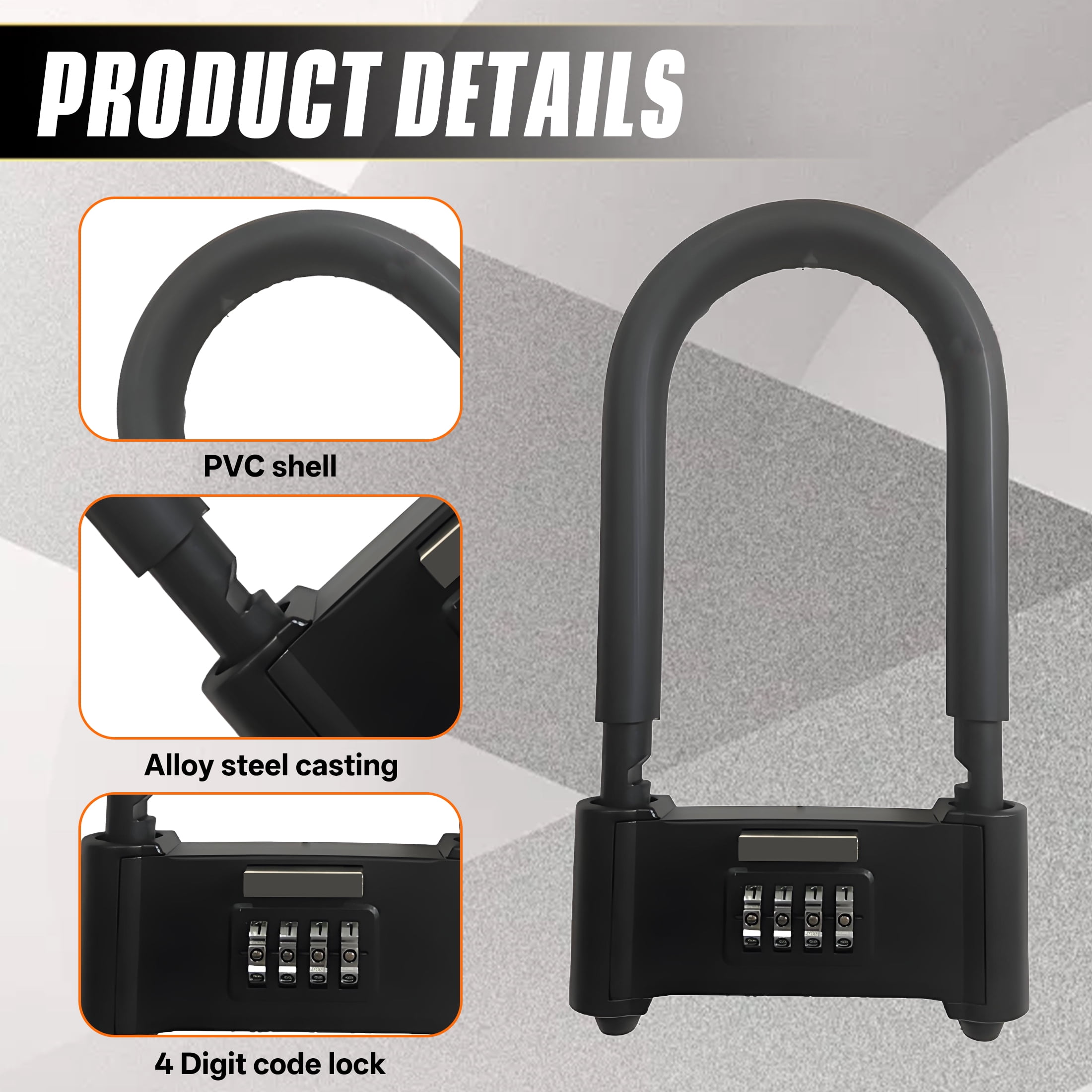 ZHZFKQ Bike Lock,Heavy Duty Anti-Theft Combination U Lock,Waterproof and Corrosion Resistant,Secure Bicycle Lock for Outdoor Use and City Commuting