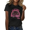 thumbnail image 2 of Gibobby Camisetas Mujer Manga Corta WE WEAR  Camiseta manga corta con cuello redondo y logotipo estampado rosa para mujer con cáncer mama(Negro,G), 2 of 3