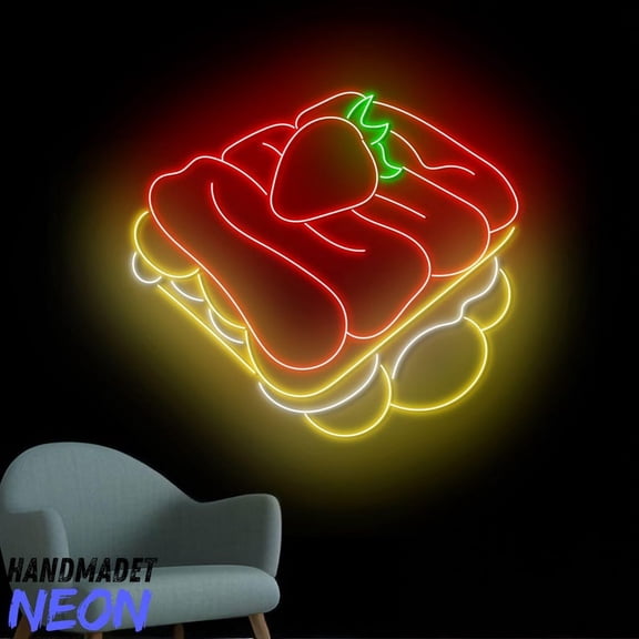 Handmadetneonsign Tiramisu Strawberry Neon Sign, Tiramisu Shop Led Sign, Cake Wall Art, Wall Decor 90944