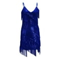 thumbnail image 4 of EQWLJWE Robe Longue pour Femmes Mode Féminine Bretelles Col Rond Sequins Plumes Sans Manches Robe Mini Unie Robe de Soirée, 4 of 6