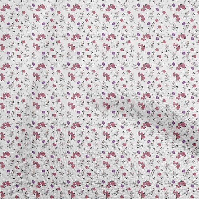 oneOone Georgette Viscose Tissu Blanc Robe Florale Tissu Tissu Imprimé par la Cour 42 Pouces de Large