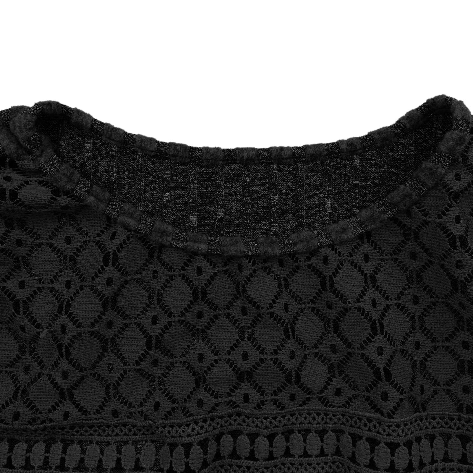 Jinhomg Lace Dresses for Women Long Sleeve Eyelet Ribbed Knit Mini Dress Loose Fit Casual Dresses Spring Clothes Outfits