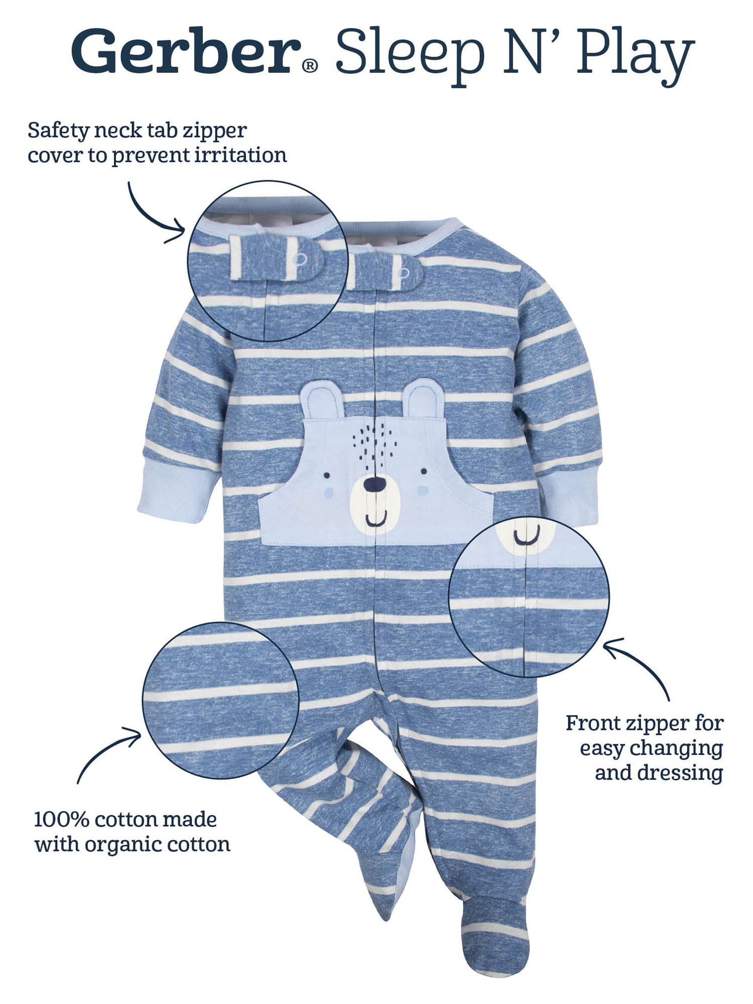 Gerber Pijamas de pies para bebé, niña - 4 unidades