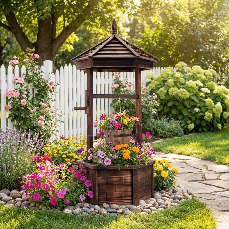 30日までガドナ・ウエルズGARDNERーWELLS NO3.604.412 Costway Large Wooden Wishing Well Planter for Yard and Patio