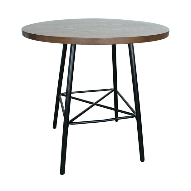 Carolina Chair And Table Zaha Industrial Elm And Black 36 Inch Round Bar Table