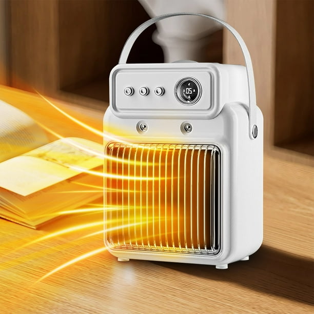 Wezalget Chauffage portatif - Chauffage électrique portable efficace de 600 W avec deux modes et poignée,radiateur silencieux, petit radiateur réglable pour chambre à coucher, cuisine, hiver