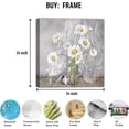 thumbnail image 4 of White Daisy Wall Art Flower in Bottle Pictures Painting Canvas Prints Modern Gallery Decor for Bedroom Bathroom Wall Decor Floral Poster 14 * 14 inch Framed, 4 of 6