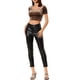 thumbnail image 2 of INSPIRAR CHIC Blusa Casual de Manga Corta Linda con Cuello Redondo de Terciopelo Ajustada Crop Top M Marrón, 2 of 6