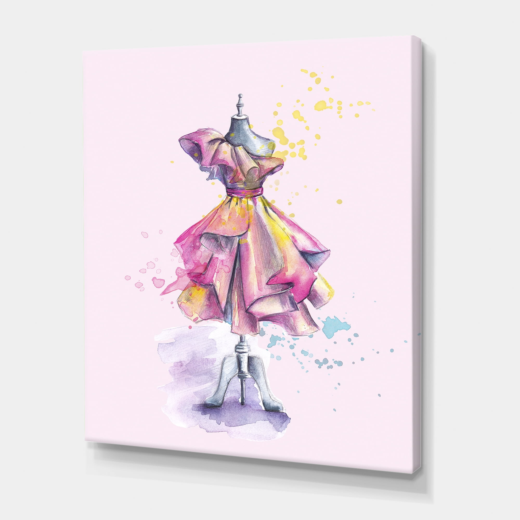 Designart ' Beautiful Purple Dress With Folds On Fashion Mannequin ' French Country Canvas Wall Art Print