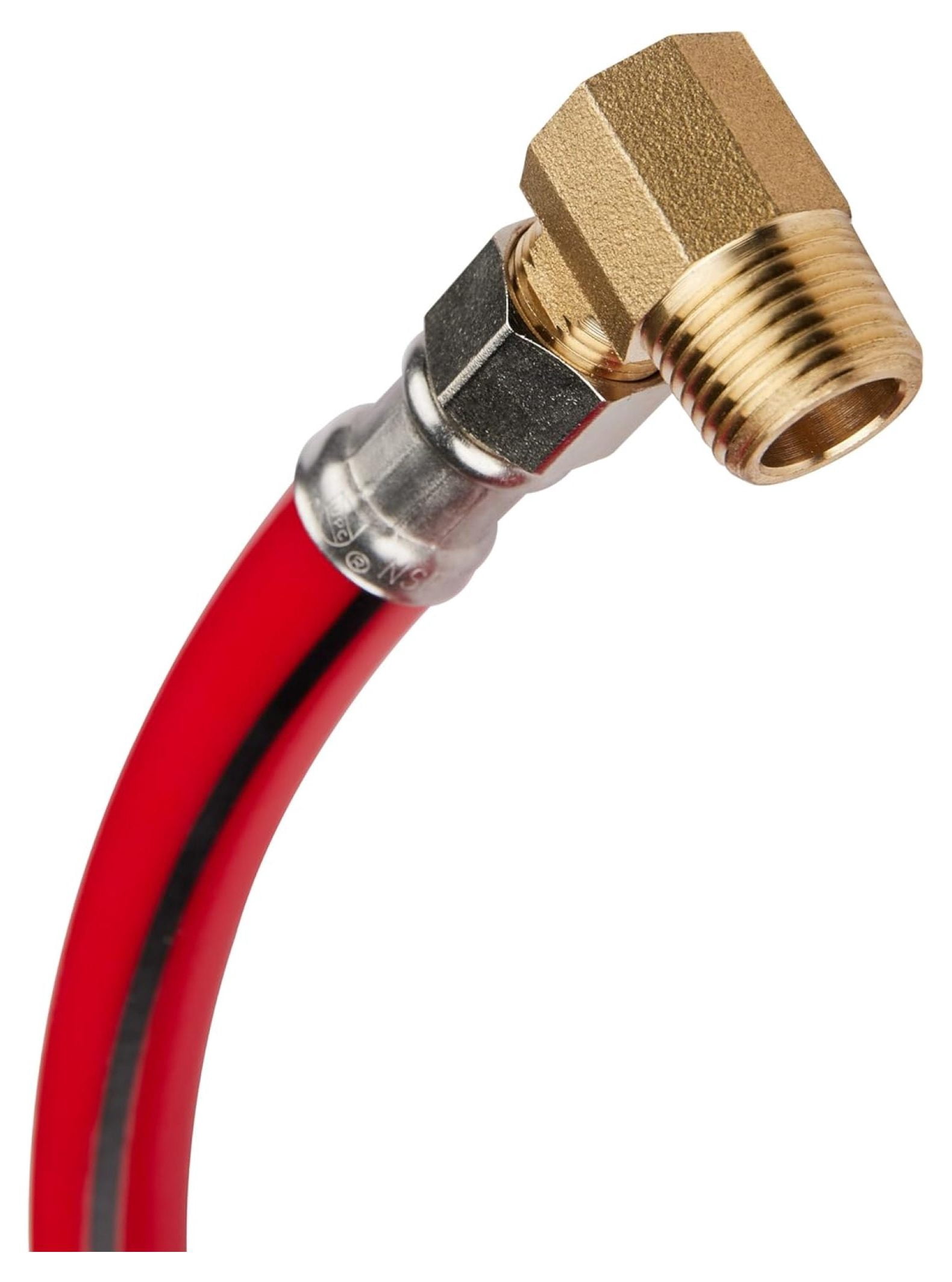 10-Pack 6-Feet Universal Dishwasher Red PVC Hose with Brass Elbow, 3/8" comp x 3/8" MIP elbow,(HOSE013-10PCS)