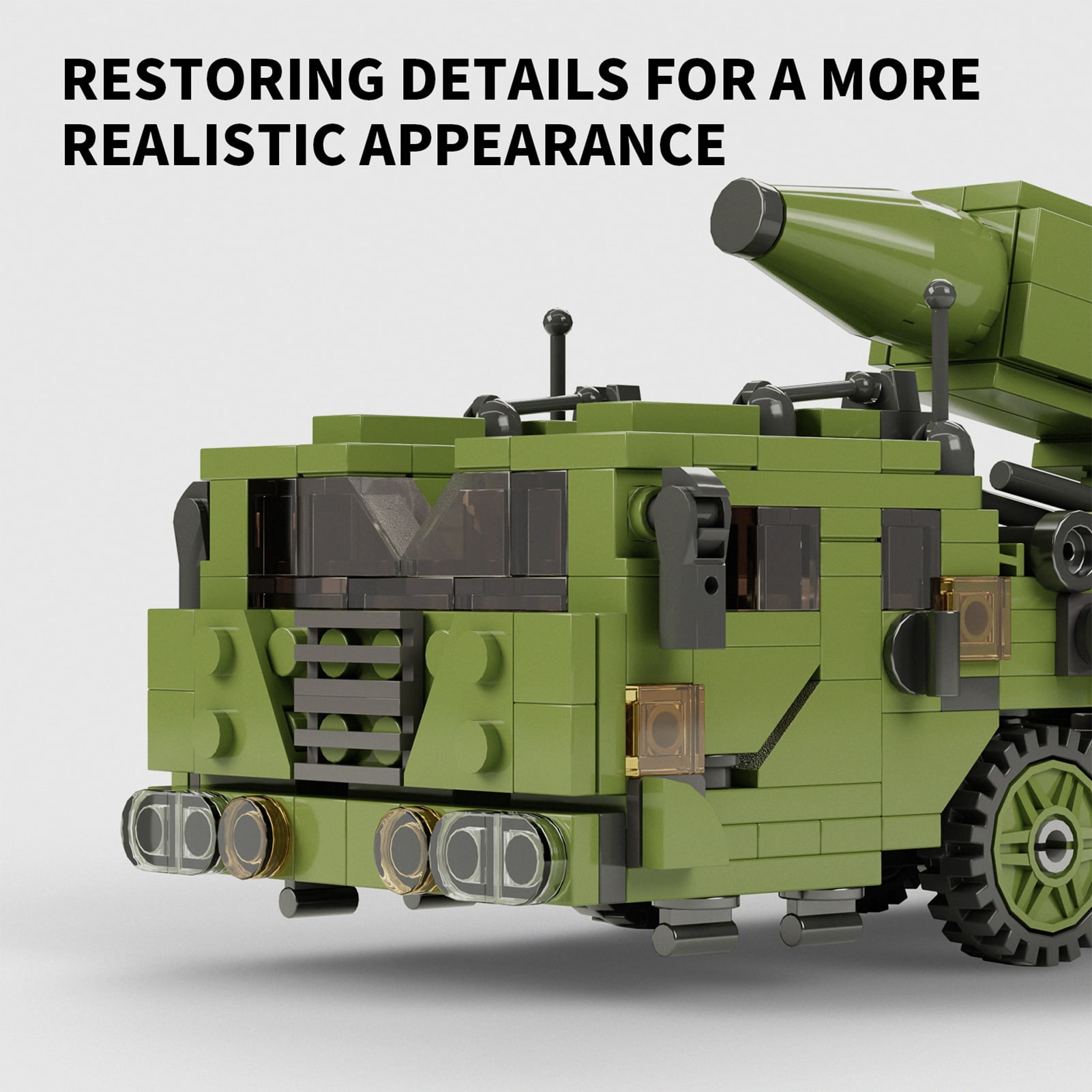 Cacagoo 782PCS Military Missile Truck Building Blocks Set - Army Vehicle Model Kit for Kids & Collectors