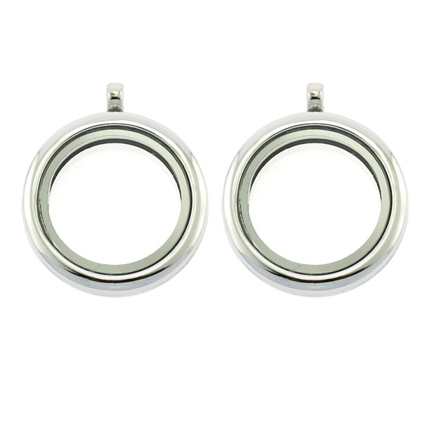 2 piezas piezas de collar de aleación de bricolaje accesorios de collar de vidrio caja de fotos divertidas collar redondo colgante para mujer (blanco dorado)