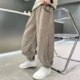 thumbnail image 3 of Edvintorg Boys Pants Size 10-12 Elastic Waisted Loose Casual Corduroy Trouser Fall Winter Straight Leg Athletic Cuffed Pant with Pocket Boy Clothes, 3 of 5