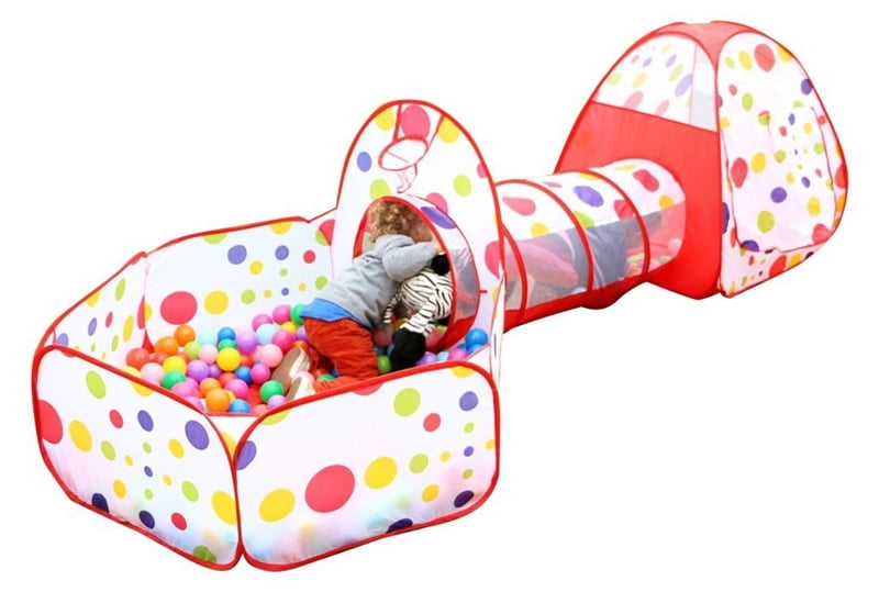 3 in 1 Kids Play Tent Tunnel Set,Crawl Tunnel and Ball Pit with