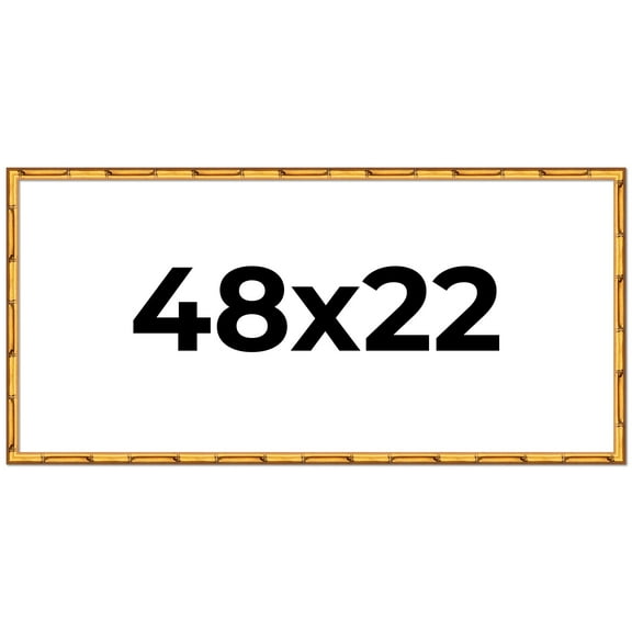 48x22 Frame Gold Bamboo Solid Wood Picture Frame | 0.75 Inch Moulding Width | Interior Frame Depth
