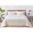 thumbnail image 2 of Chezmoi Collection Zane 3-Piece Sherpa Comforter Set, Triangle Quilting Reversible Washed Microfiber Bedding, King, White, 2 of 9