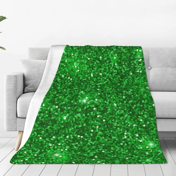 Balery Green Glitter Manta de Felpa Suave y Acogedora – Cobija de Franela Aterciopelada para Cama, Lavable y Cálida para Sofá, Mascotas, Transpirable-40"x30"