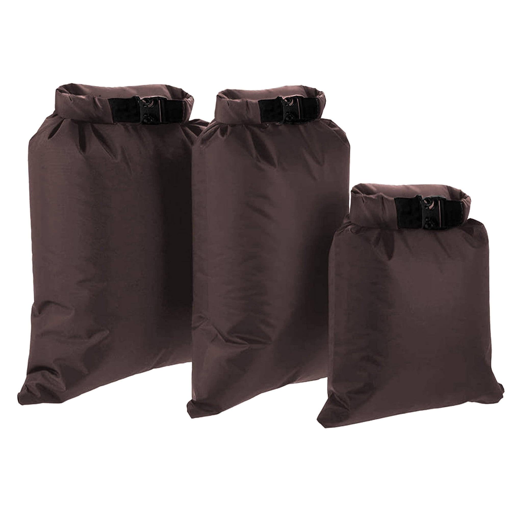 Dry Bags Waterproof 18 Oz - Lightweight Roll Top lock with clip, Outdoor Dry Sacks for Kayaking Rafting Boating Camping Hiking Traveling Water Sports - Pack of 3 (Coffee)